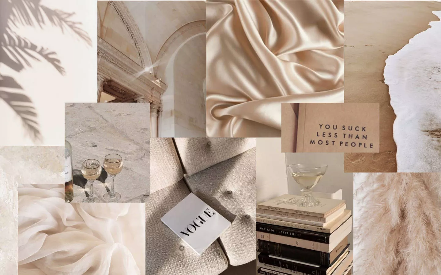 Sheets And Books Collage Beige