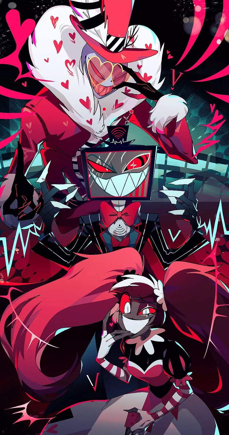 The three Vs, hazbin hotel, valentino, velvet, vox, HD phone wallpaper