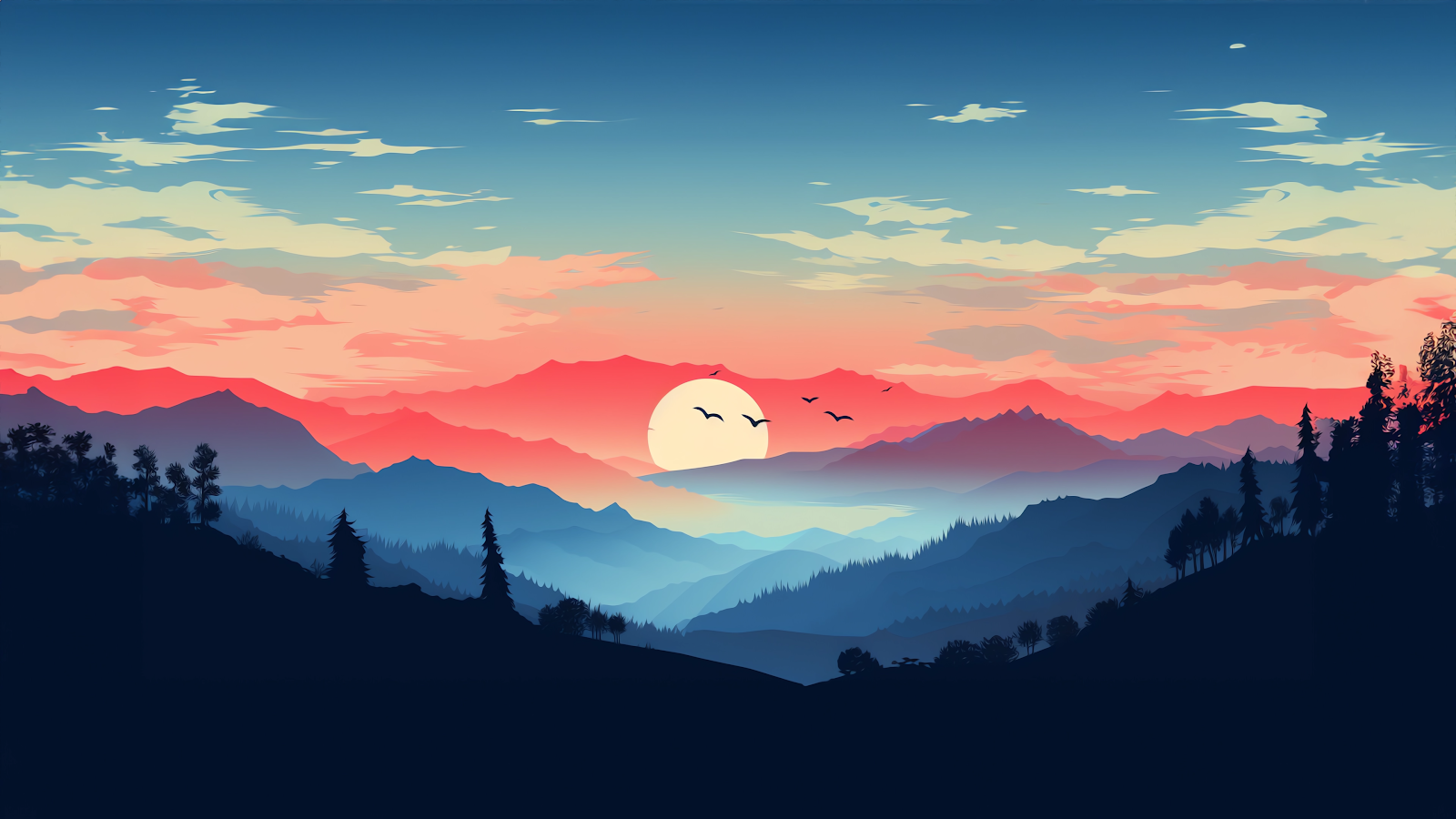 Mountain Sunset Serenity: 4K PC
