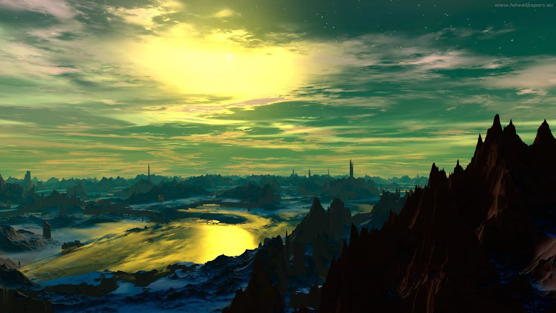 Fantasy 3D Forest Mountains Art