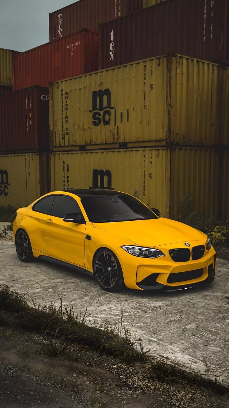 HD bmw yellow tuning wallpaper