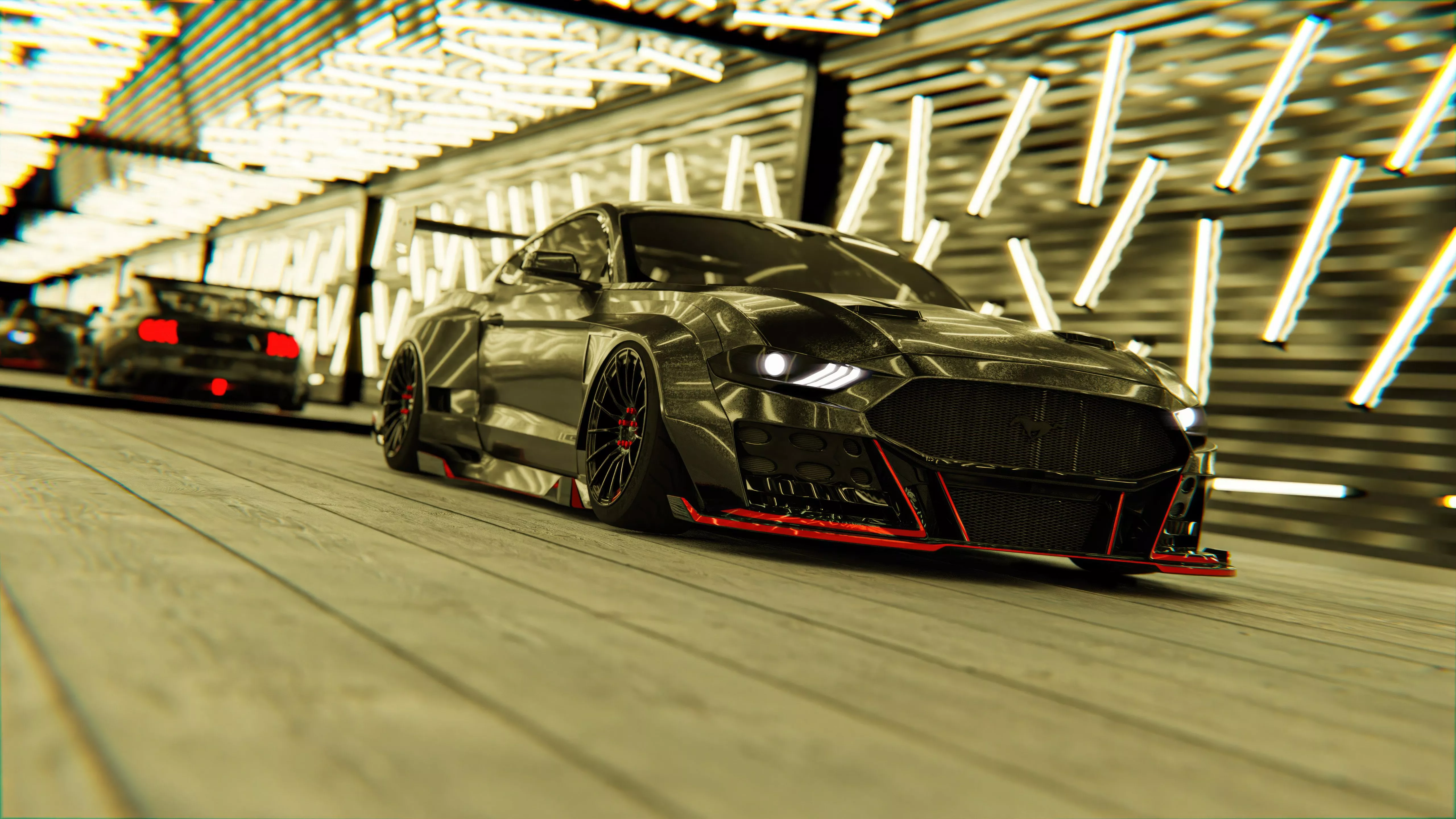 Black Ford Mustang Modified Wallpaper
