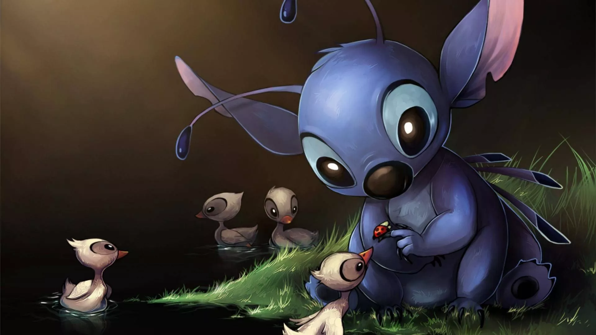 Download free Cute Stitch Feeds Duck