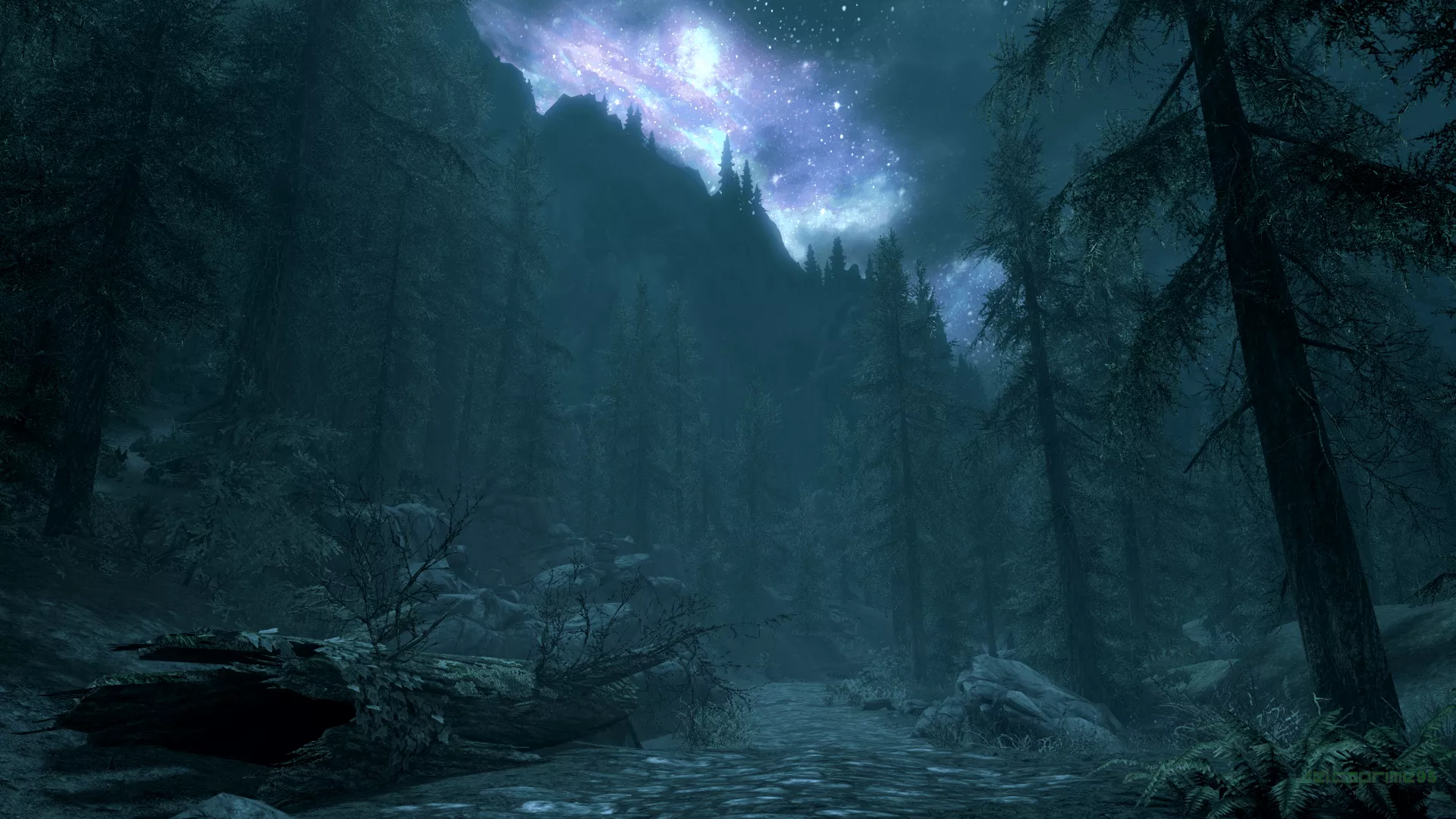 PC gaming, Skyrim Remastered, screen shot, The Elder Scrolls V: Skyrim, galaxy, night sky, HD Wallpaper