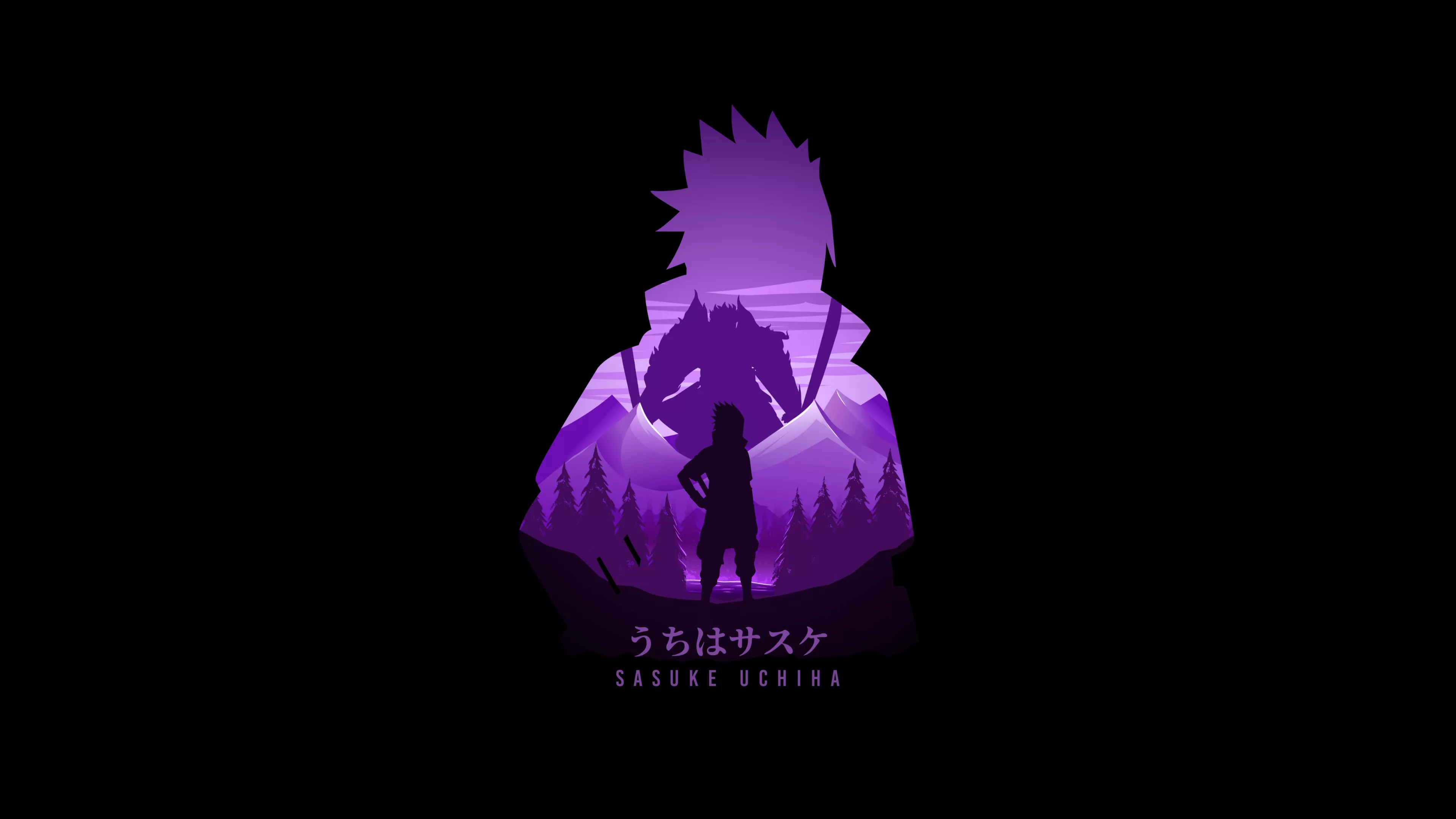Sasuke Uchiha Wallpaper 4K, AMOLED, Naruto, Minimal art