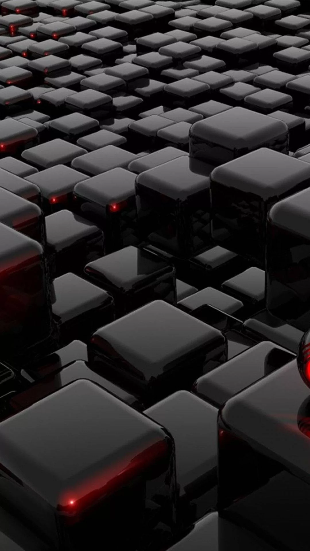 3D iPhone Shiny Black Cubes Wallpaper