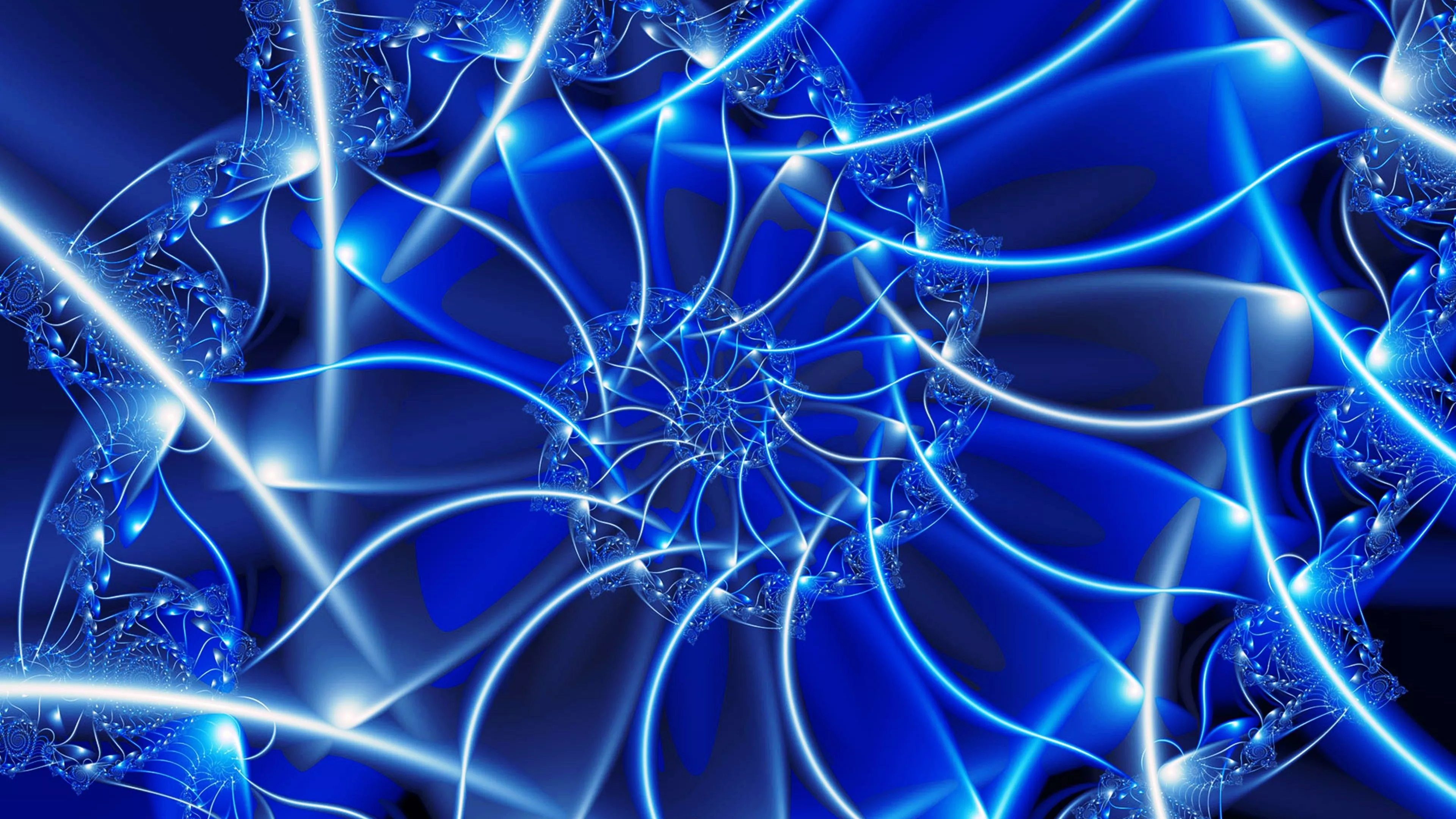 Neon Blue Glare Lights Art Abstraction