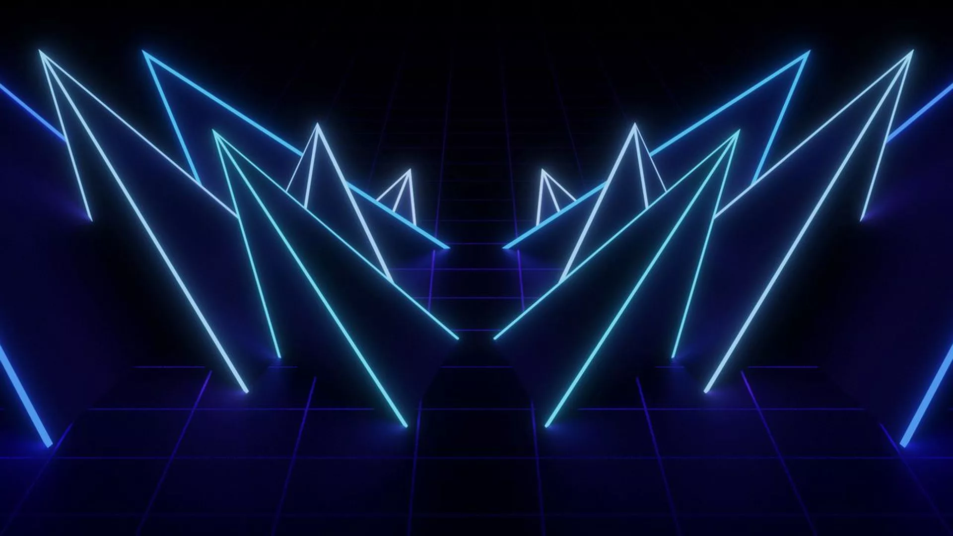 Blue Neon Triangle Shape HD Dark Blue