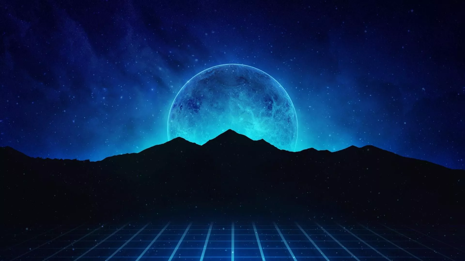 Wallpaper Mountains, Music, Stars, Neon