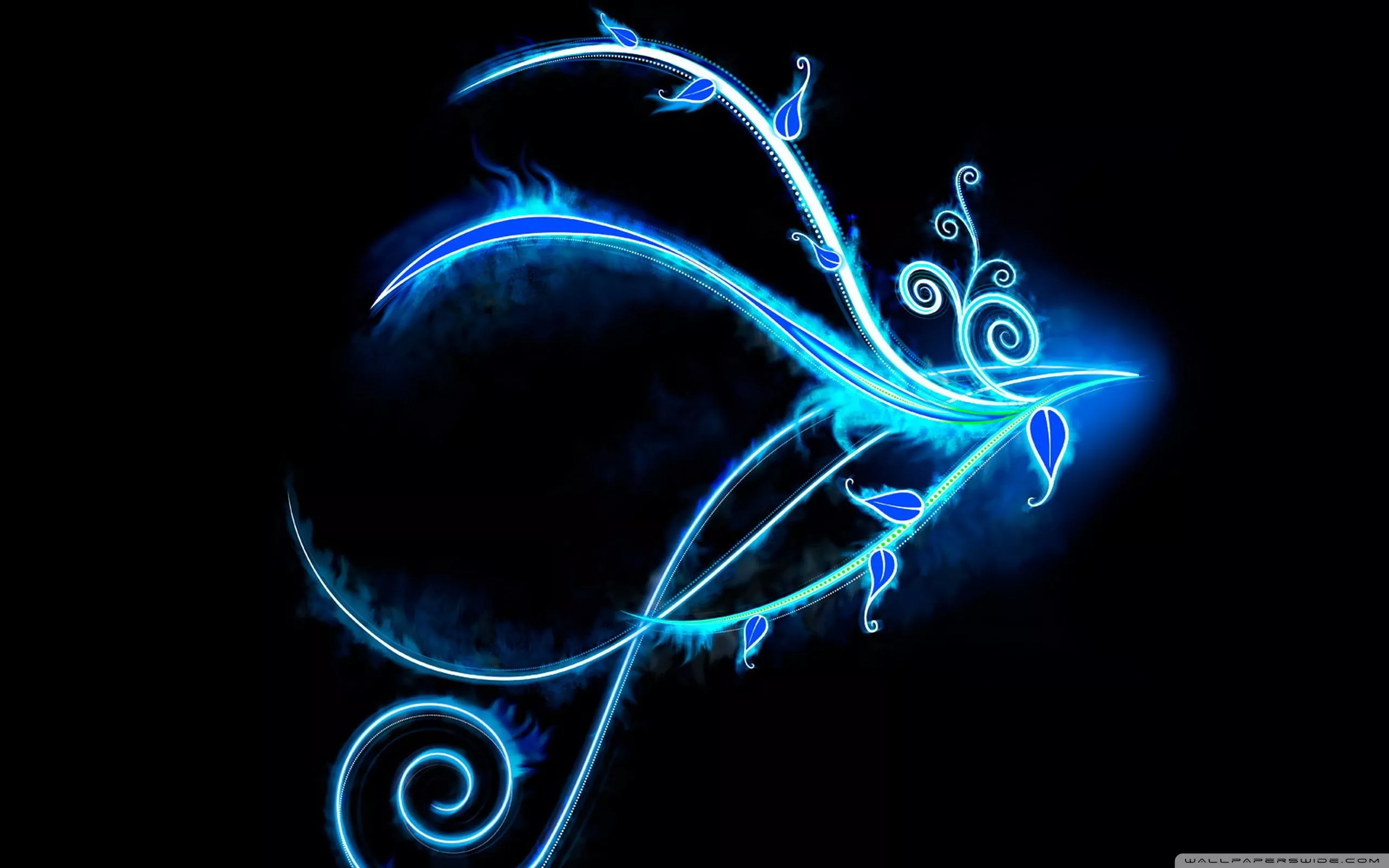 Blue Neon Light Swirls Ultra HD