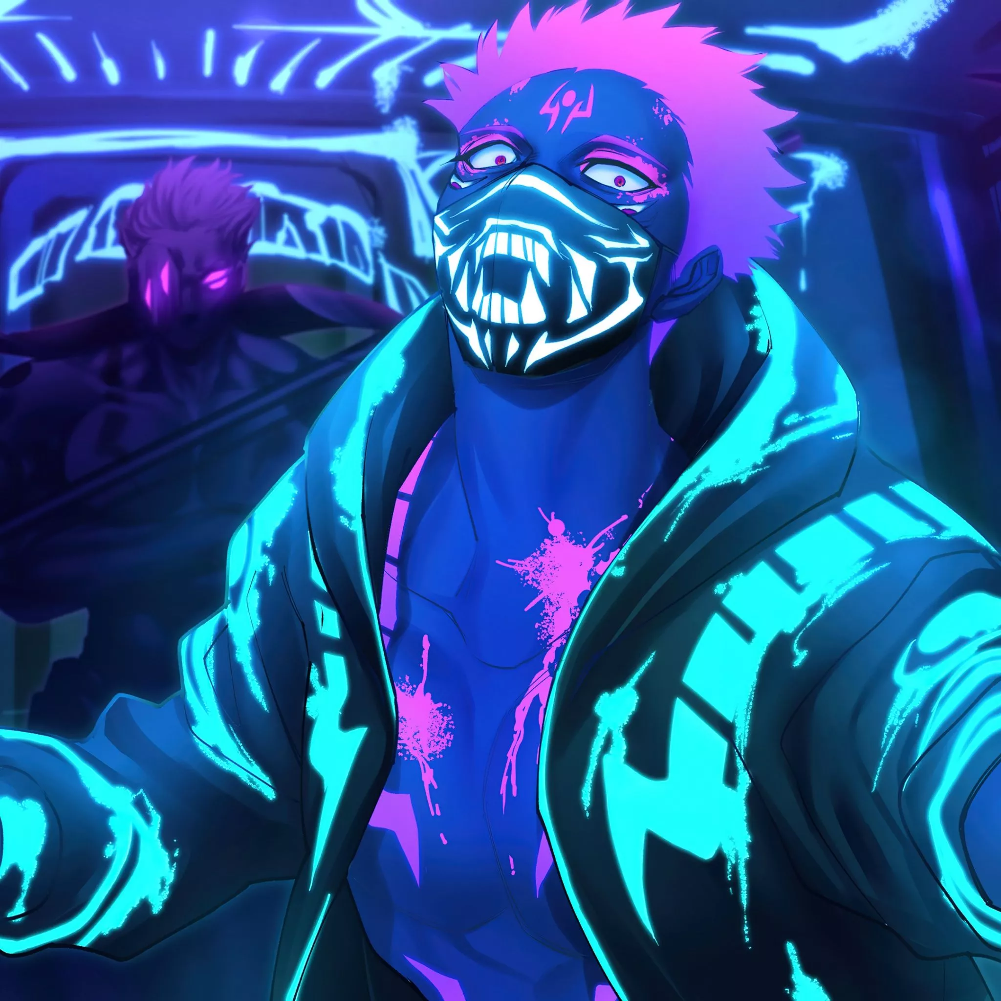 Sukuna Wallpaper 4K, Cyberpunk, Demon, Neon