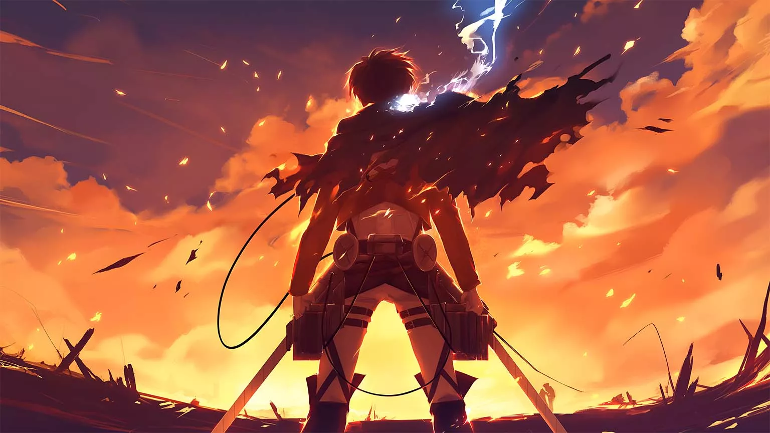 Eren Jaeger Attack on Titan Epic Scene Desktop Wallpaper