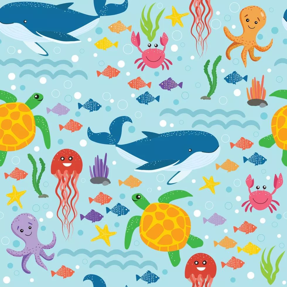 marine life seamless pattern