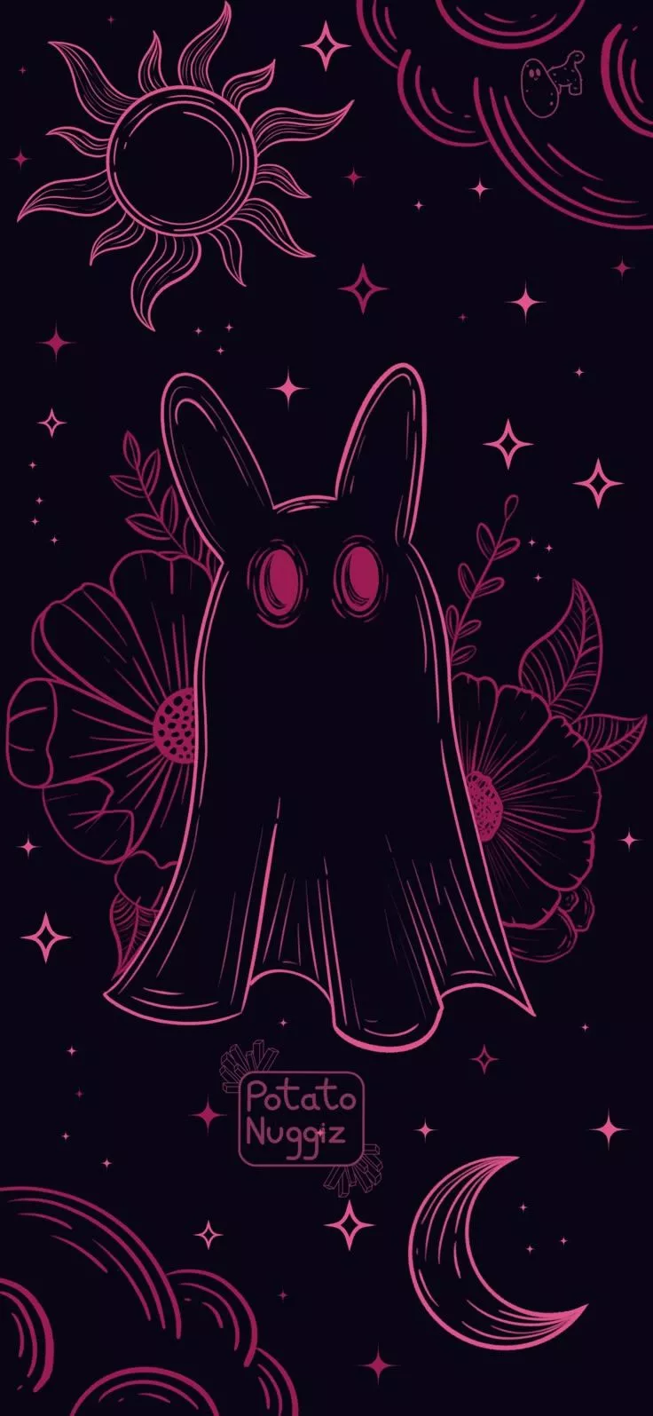Celestial Bunny Ghost Phone Wallpaper