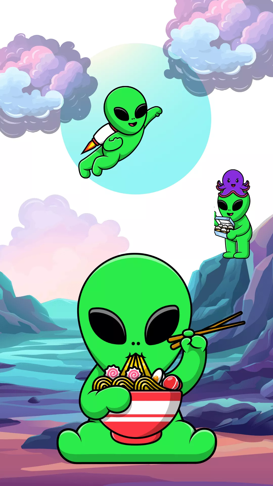 Hungry Aliens Phone Wallpaper, Digital