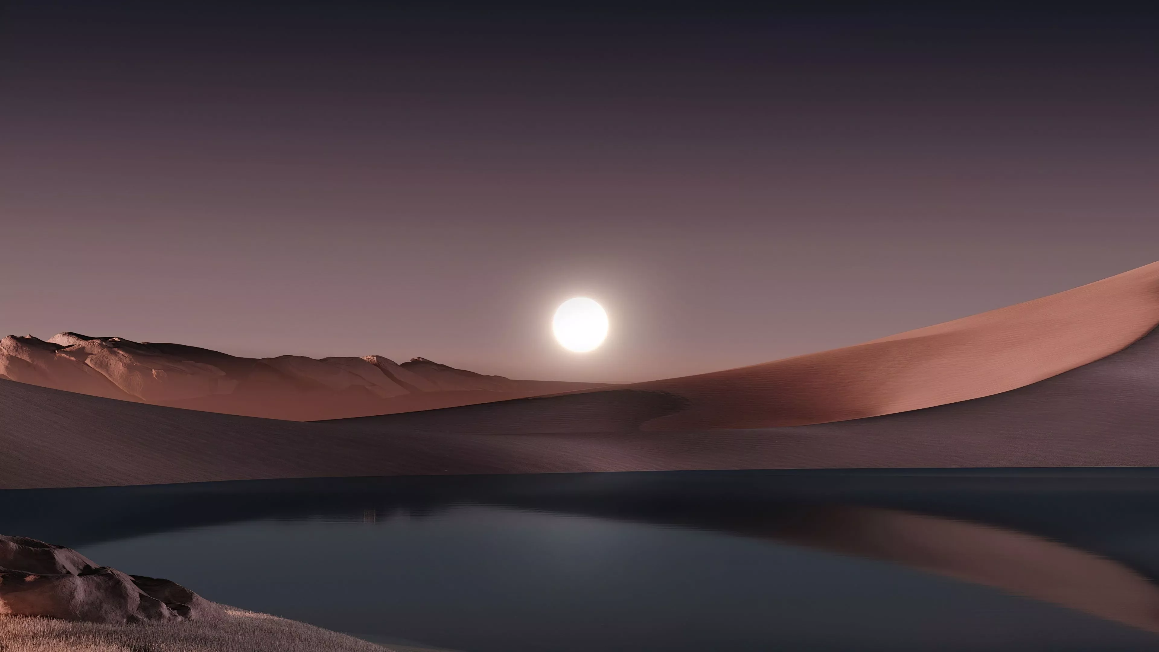 Windows 11 Desert Moon Scenery Digital