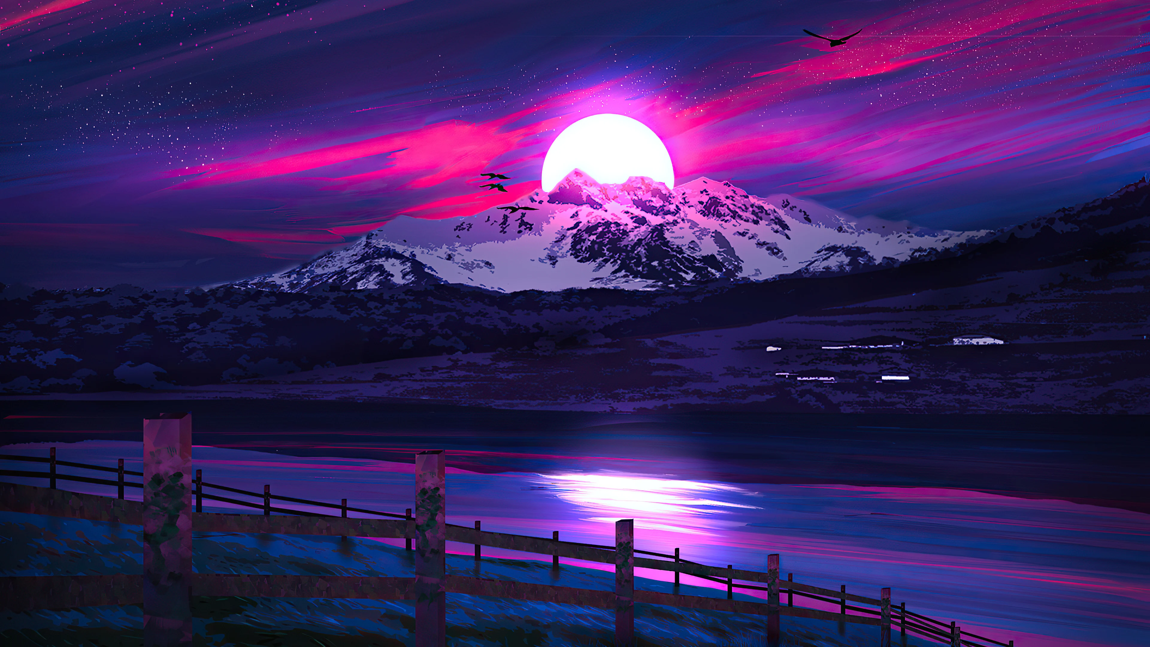 Digital Landscape at sunset Wallpaper
