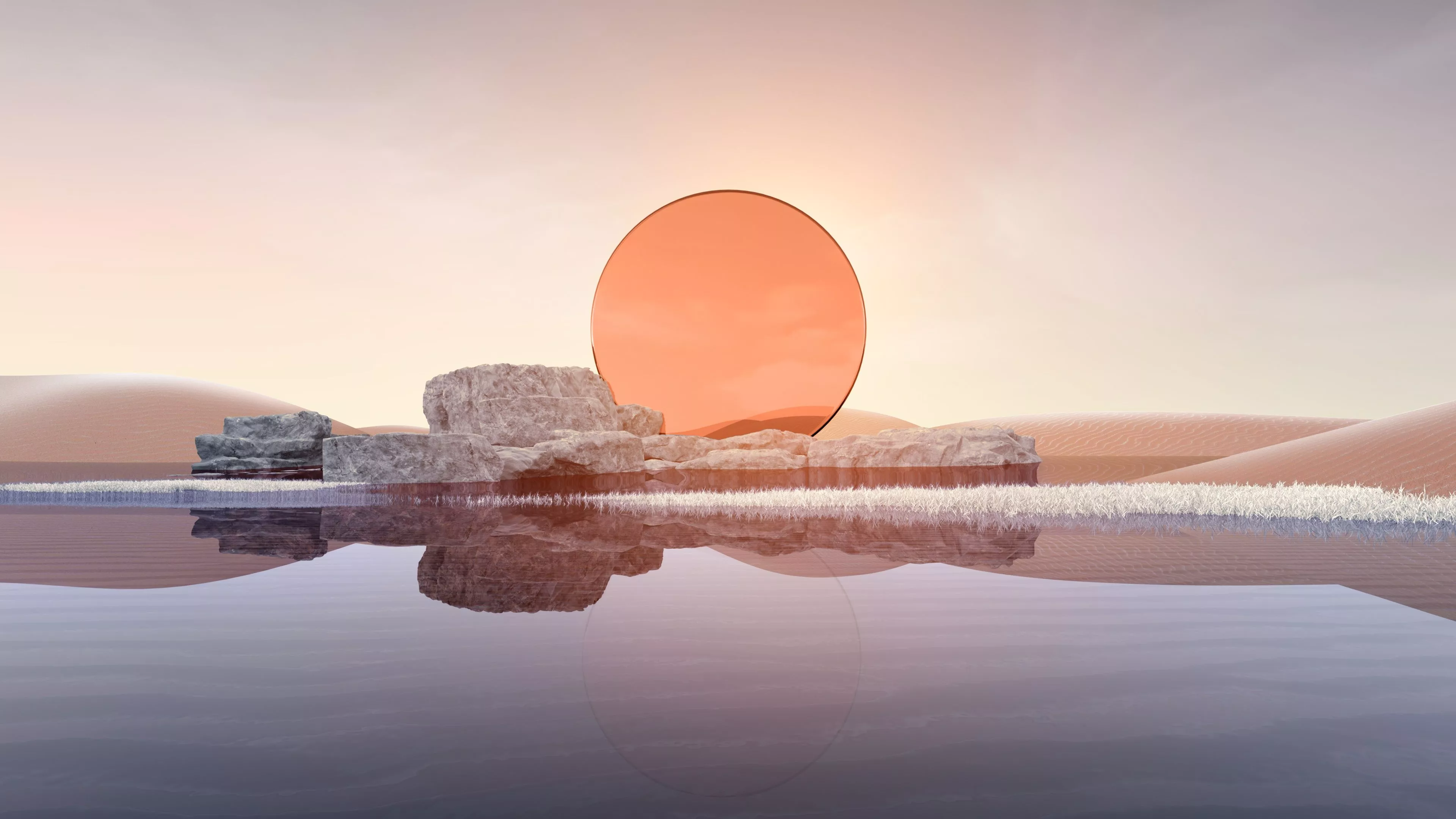 Sunset Desert Landscape Digital Art 5K