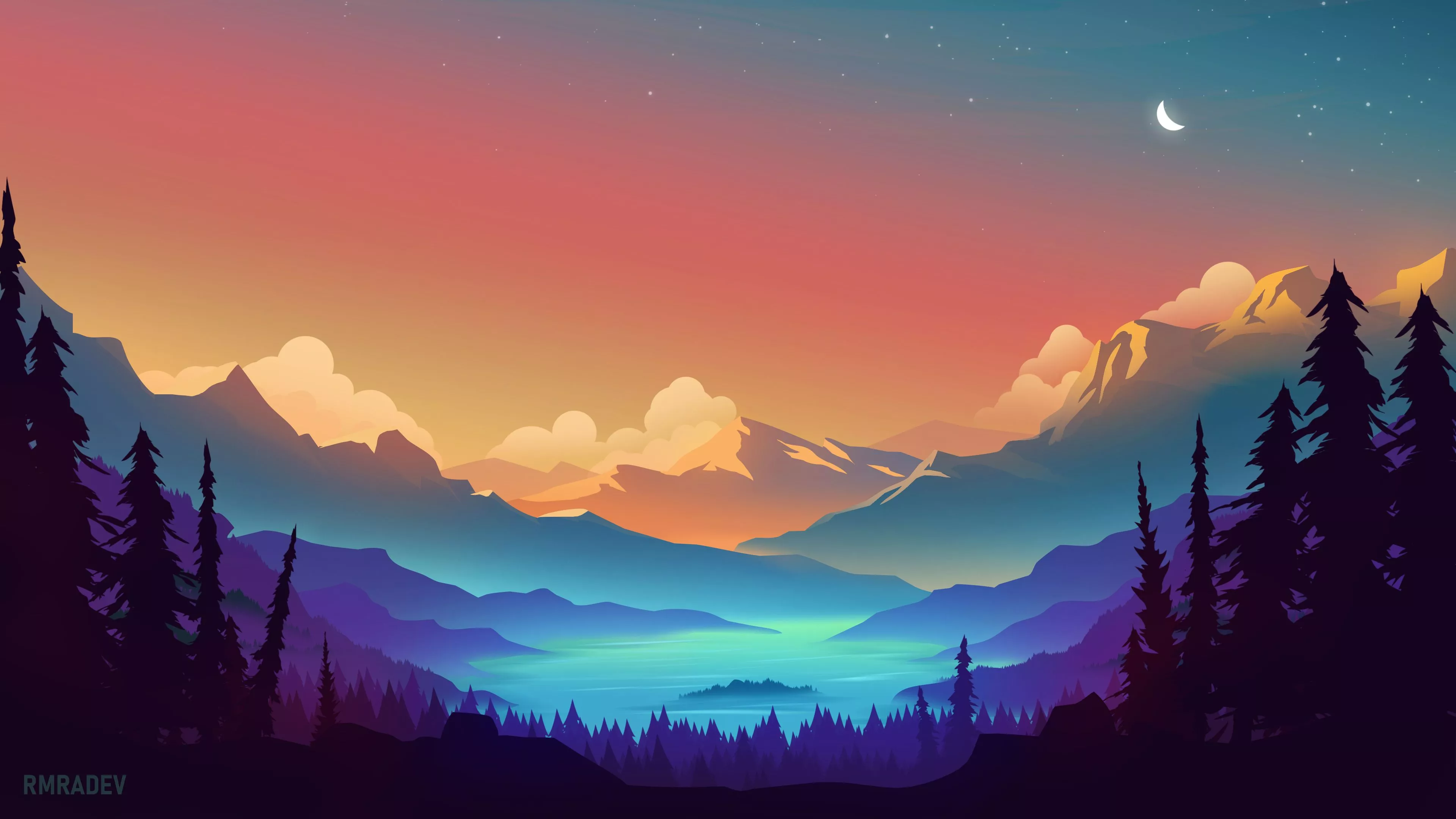 Gradient Landscape 4k Illustration