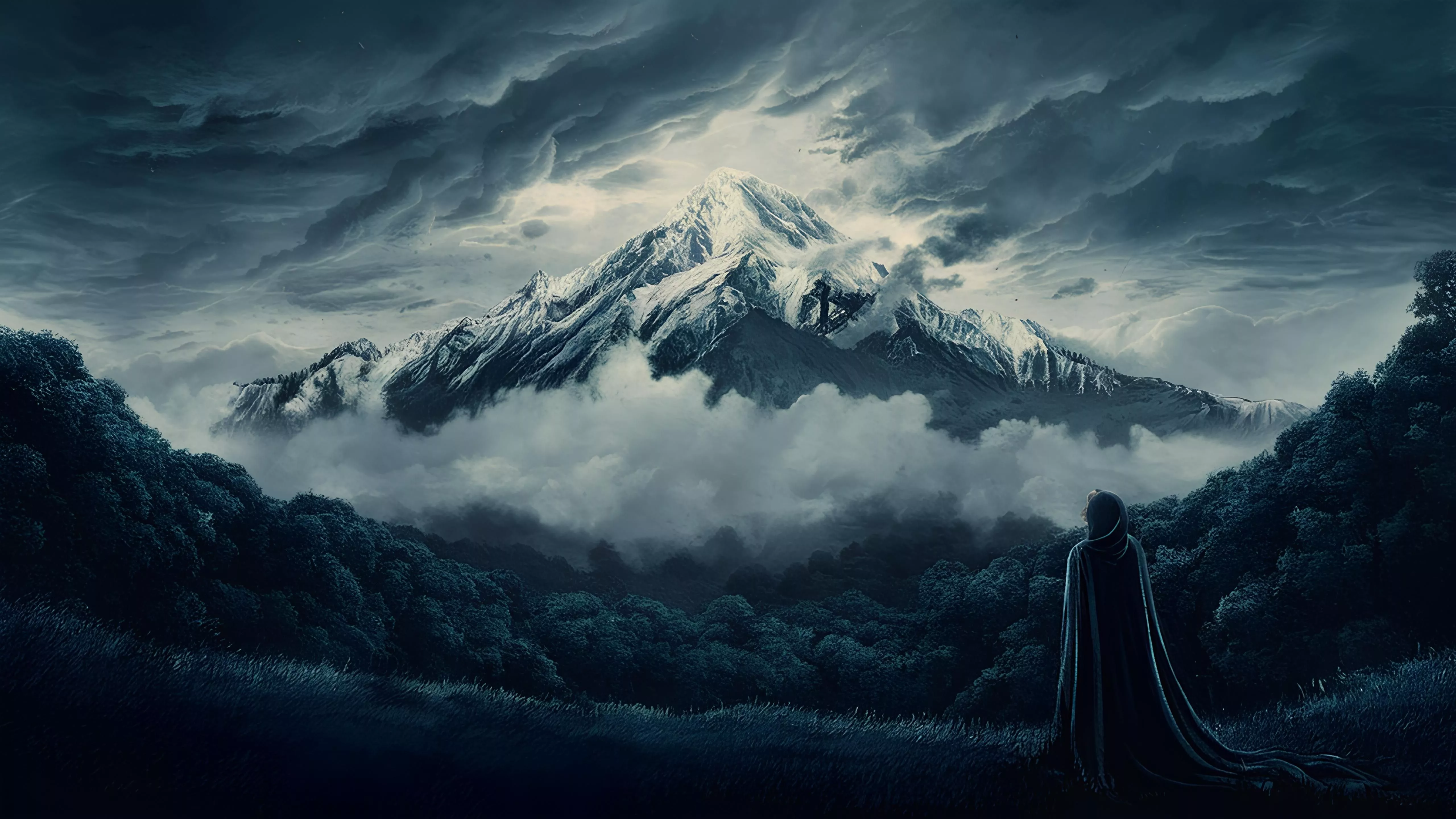 Near Snow Capped Mountain Wallpaper