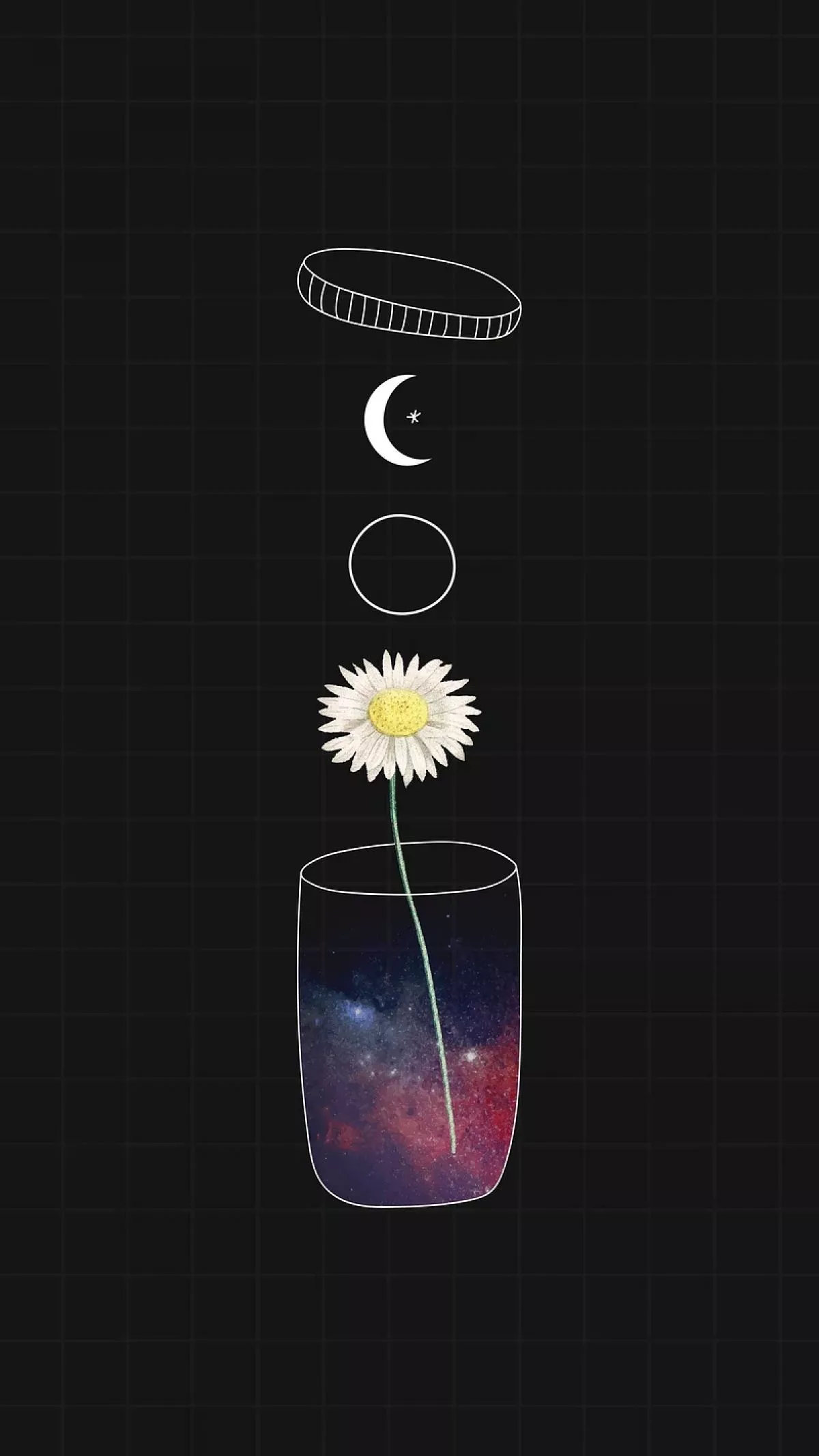 Simple Dark Daisy Aesthetic With Stars
