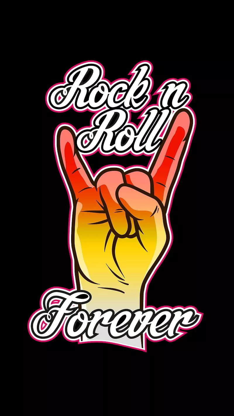 Rock N Roll Forever, Kiss, black, dark, fingers, hands, red, rock and roll, rock n roll, HD phone wallpaper