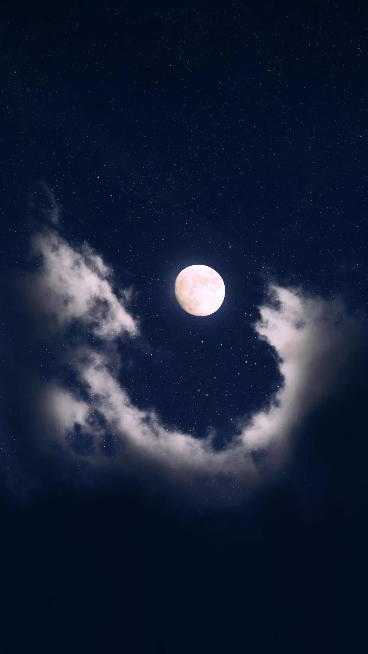 Full moon Wallpaper 4K, Clouds, Night