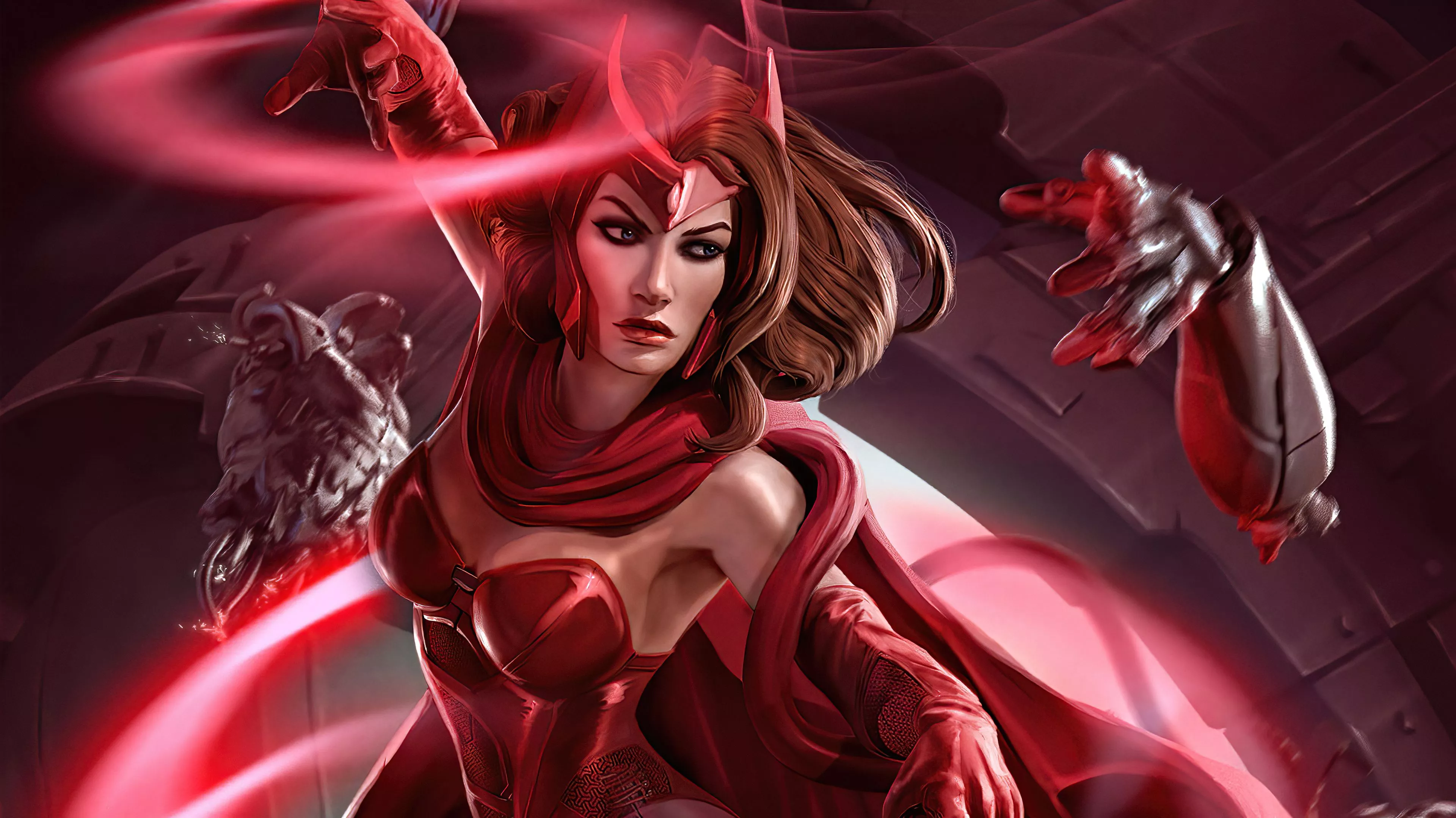 Wallpaper Scarlet Witch, Marvel Scarlet Witch Art, Wanda Maximoff, Hulk, Vision, Background Free Image