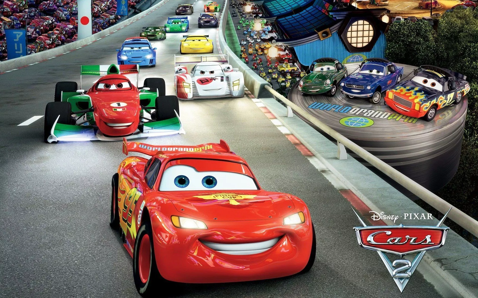 Racing track cars lightning McQueen