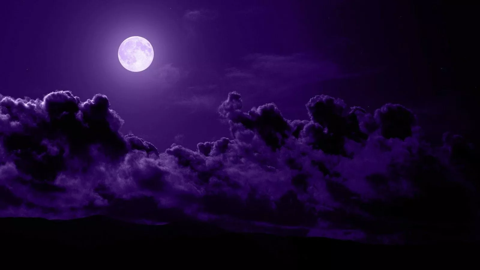 Moon In Dark Purple Black Cloudy Sky