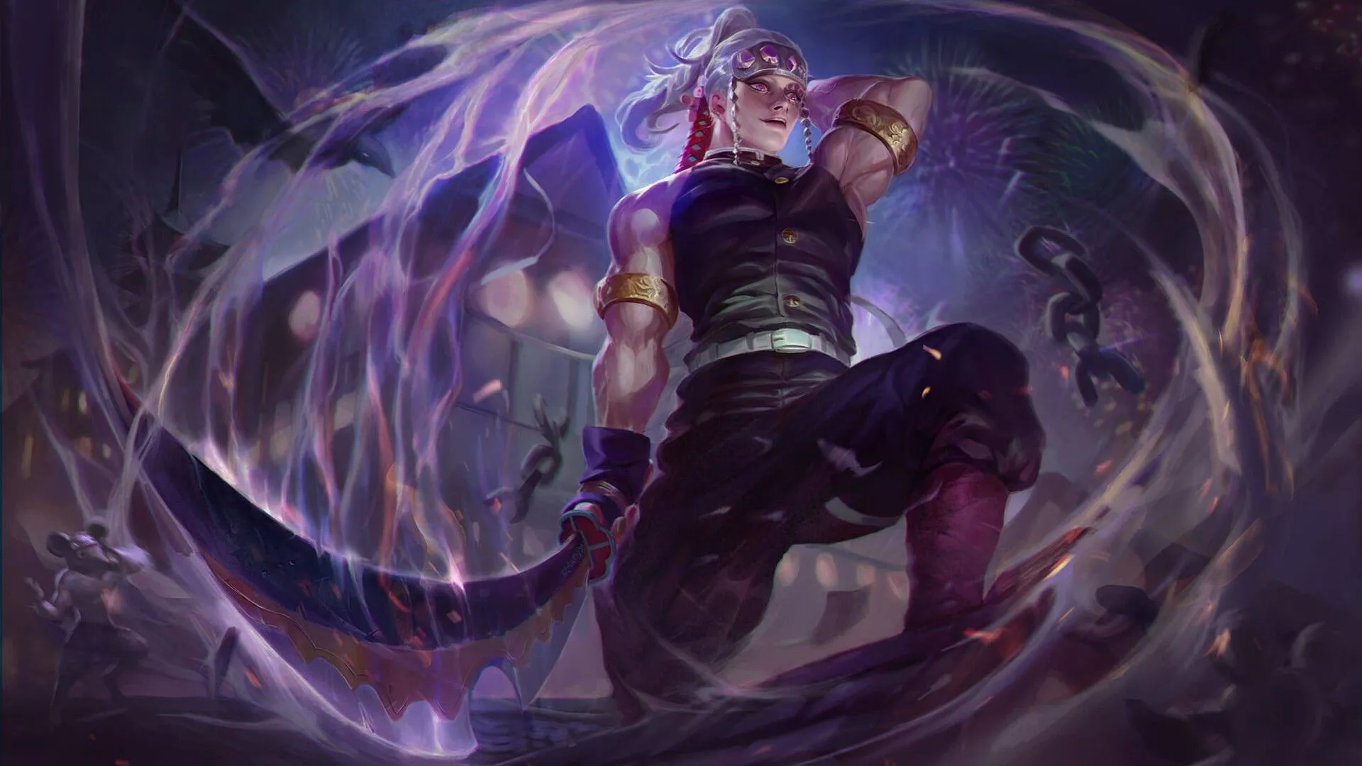 Tengen Uzui Light Purple Background HD