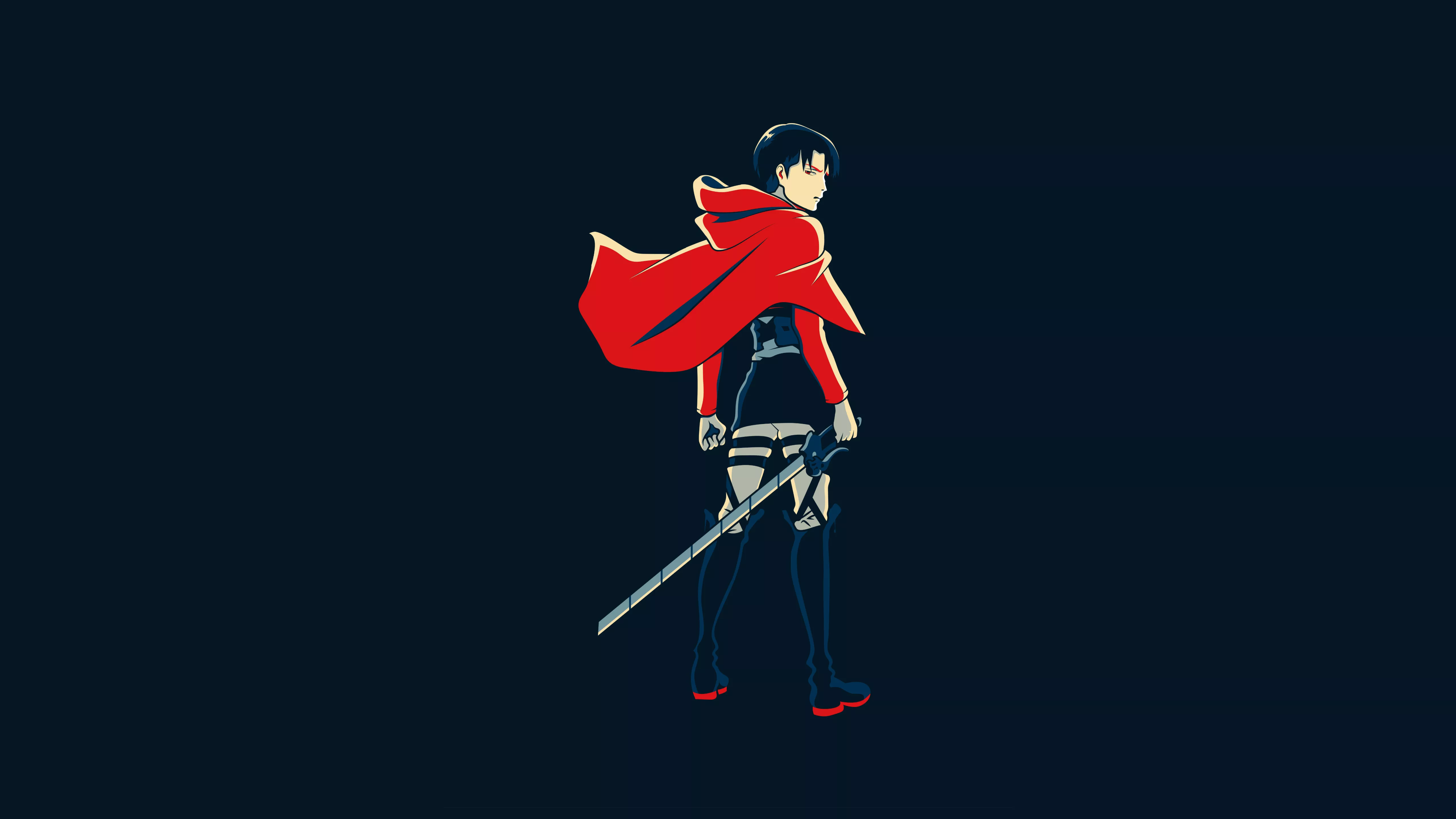 Levi Ackerman Wallpaper 4K, Minimalist, Black background, 5K