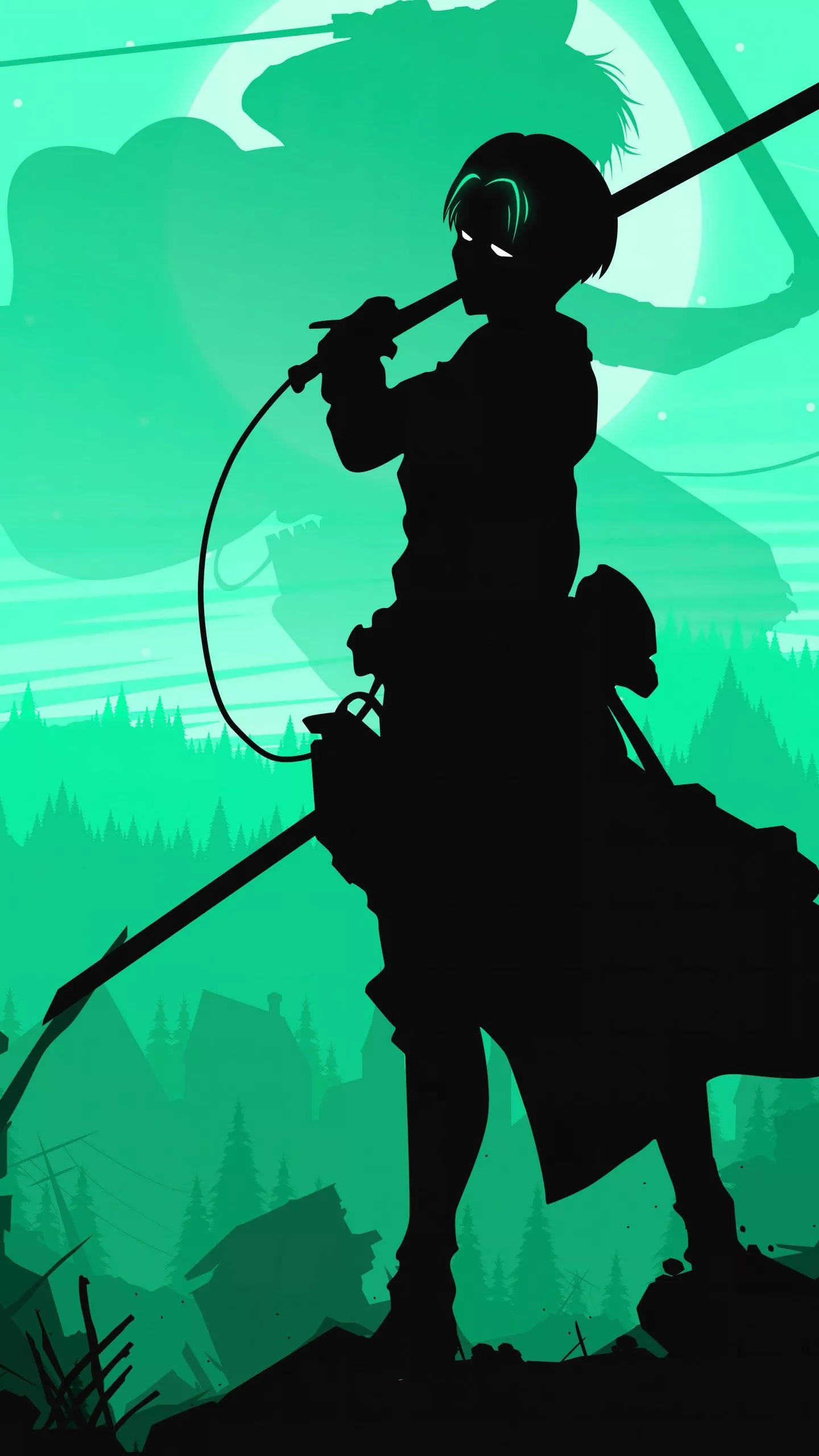 Levi Ackerman Wallpaper 4K, Silhouette