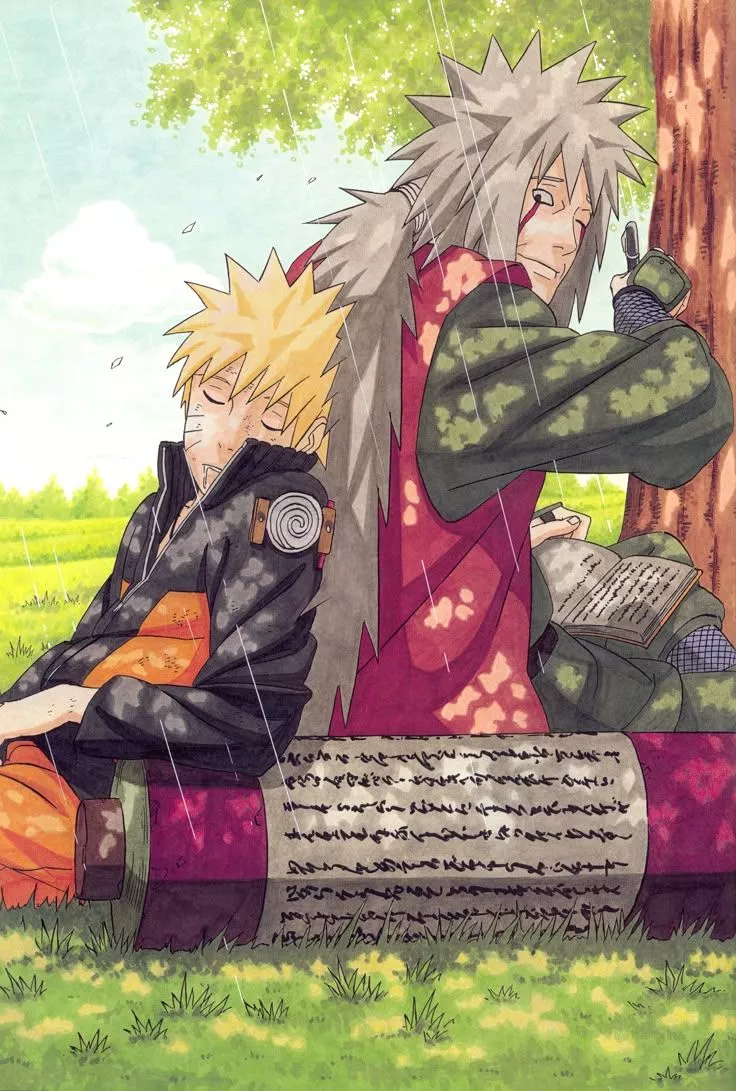Naruto and Jiraiya digital wallpaper