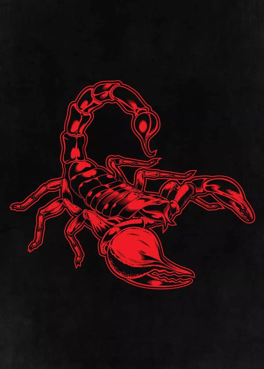 Download Intense Red Scorpion on Dark Background Wallpaper
