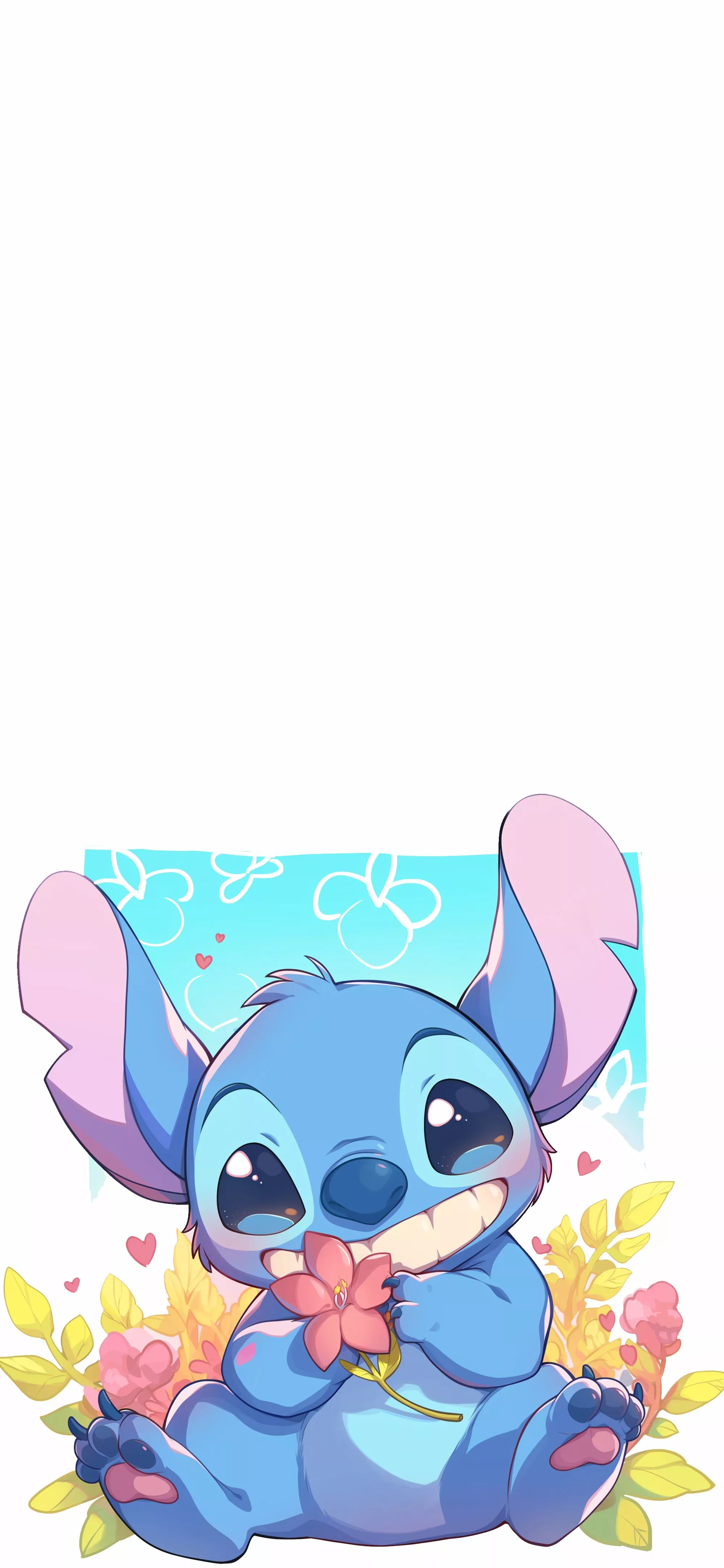 Disney Stitch with Flower Cute Wallpaper Wallpaper HD