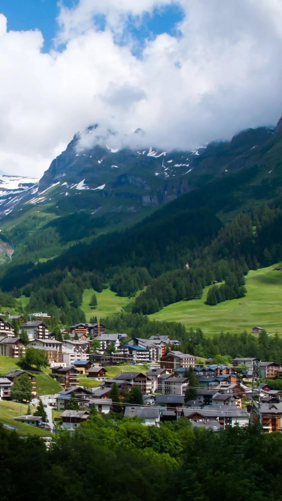 Phone wallpaper: Switzerland, Man Made, Village, City, Nature, Montreux, Mountain, Town, Landscape, Lake 1214172