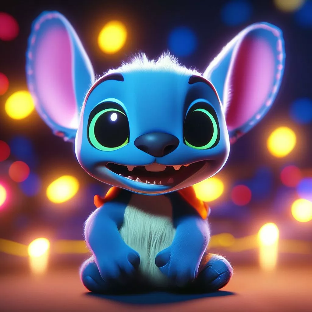 Stitch with cute eyes and a beautiful