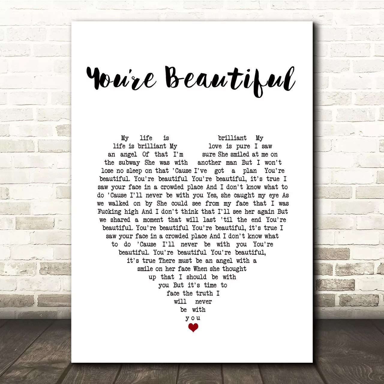 White Heart Song Lyric Music Print