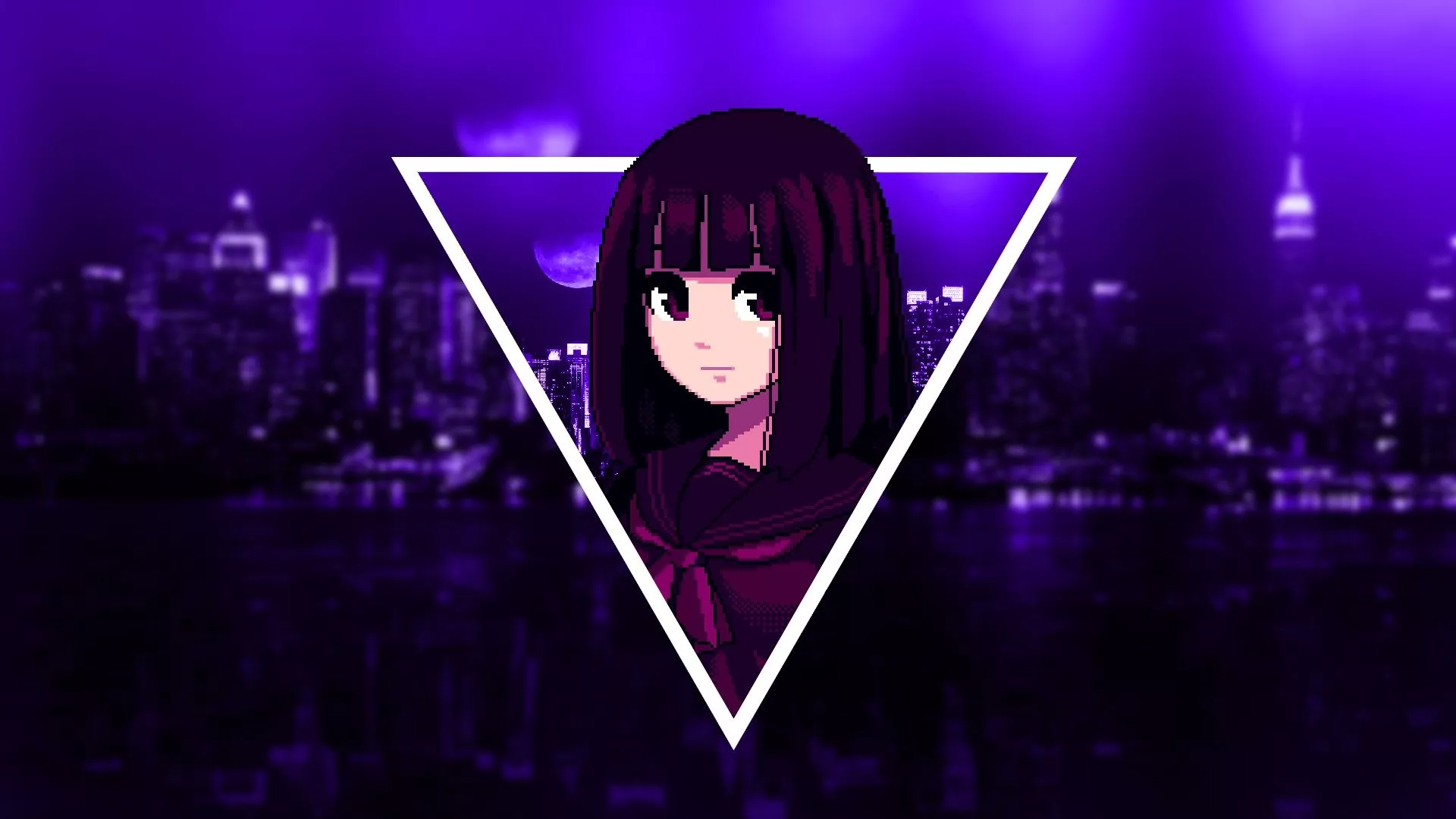 Wallpaper Girl, Dark, Purple, Anime