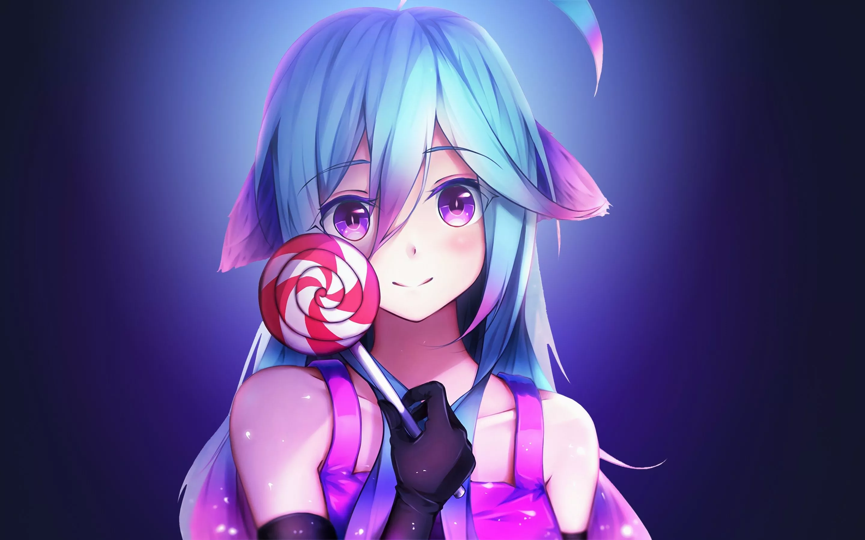 Anime girl Wallpaper 4K, Lollipop