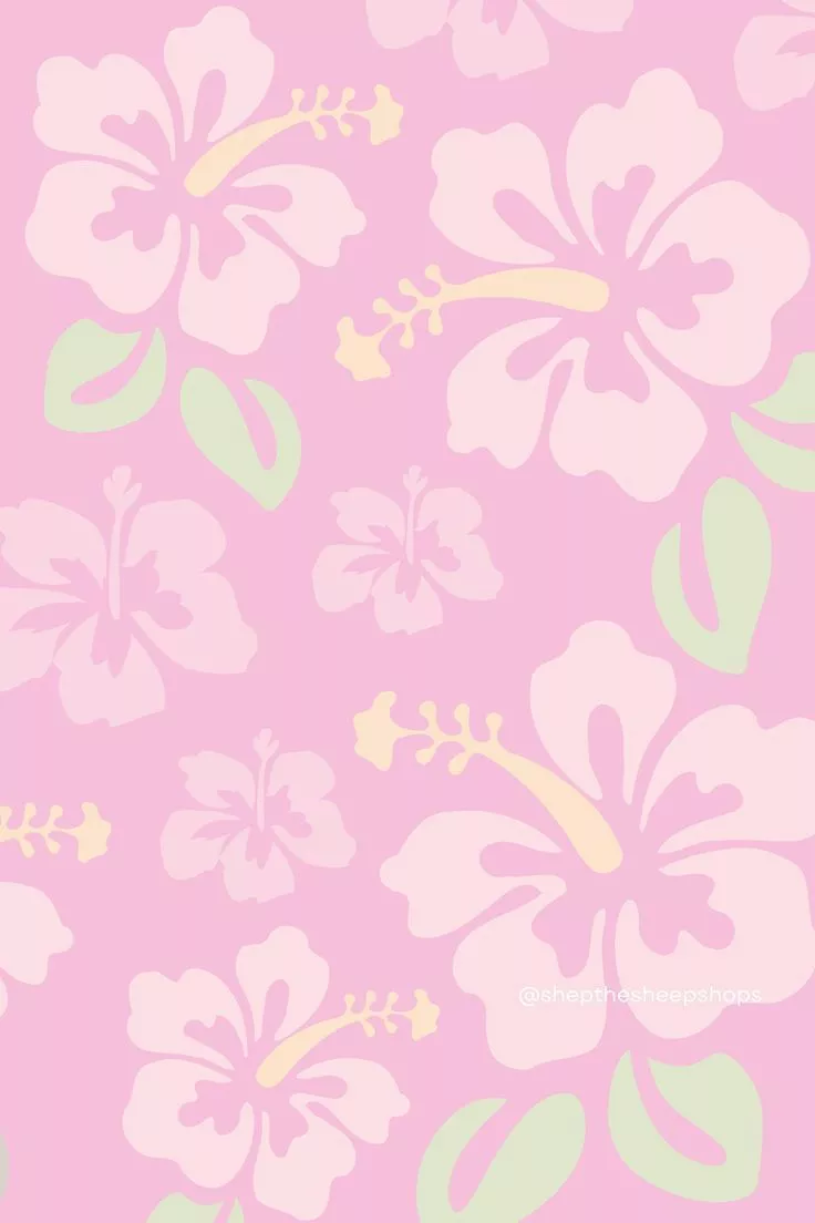 Pastel aesthetic pink trendy hibiscus