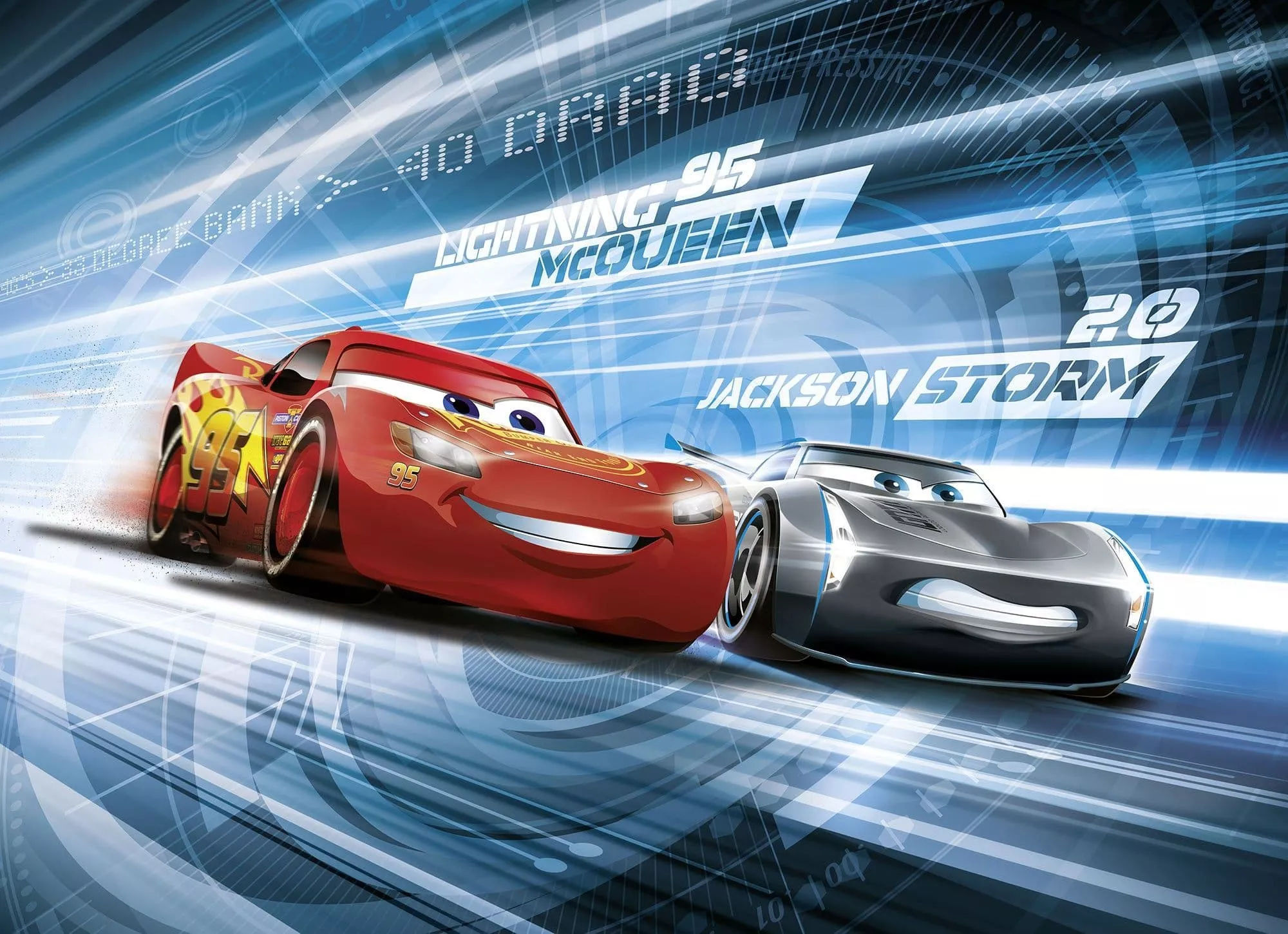Komar 4 423 Cars 3 Simulation Mural Wallpaper, Multi Colour, 254 X 184 Cm