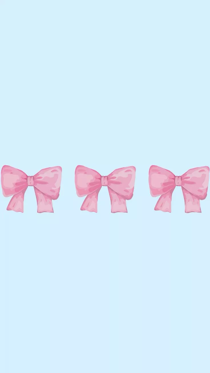 Light Blue Pink Bow Coquette Wallpaper