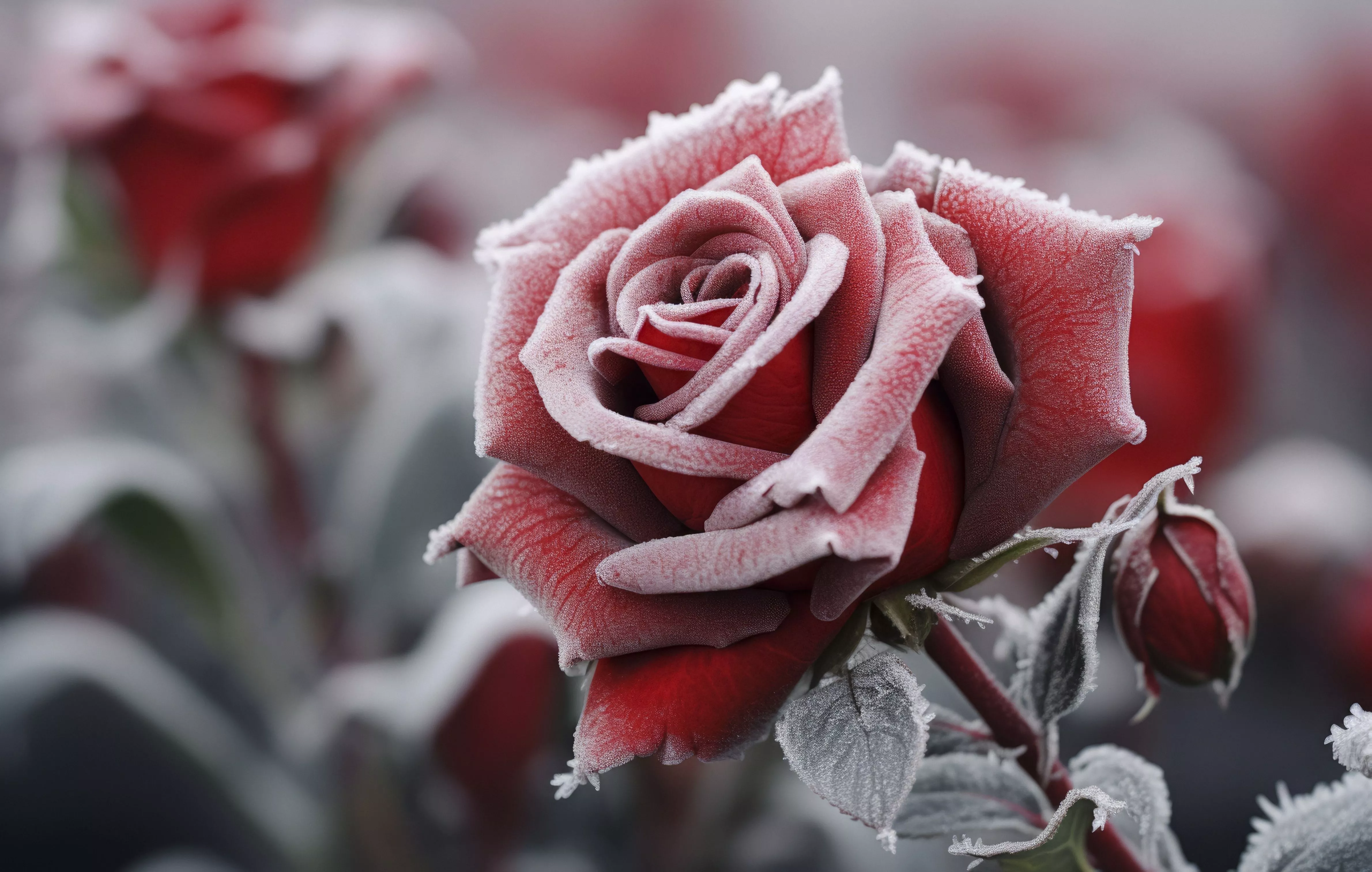 Wallpaper winter, flower, snow, rose
