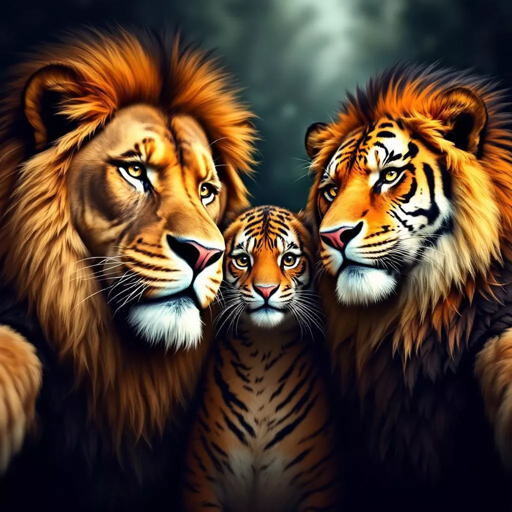 Free Lion Tiger Eagle AI Image