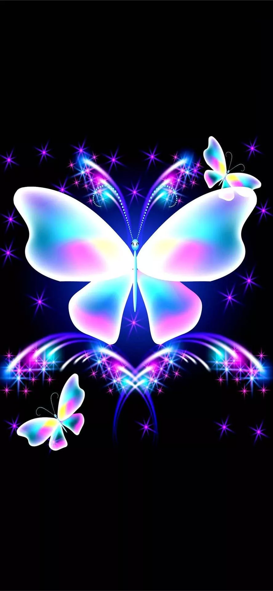 Neon Blue And Purple Butterfly Phone