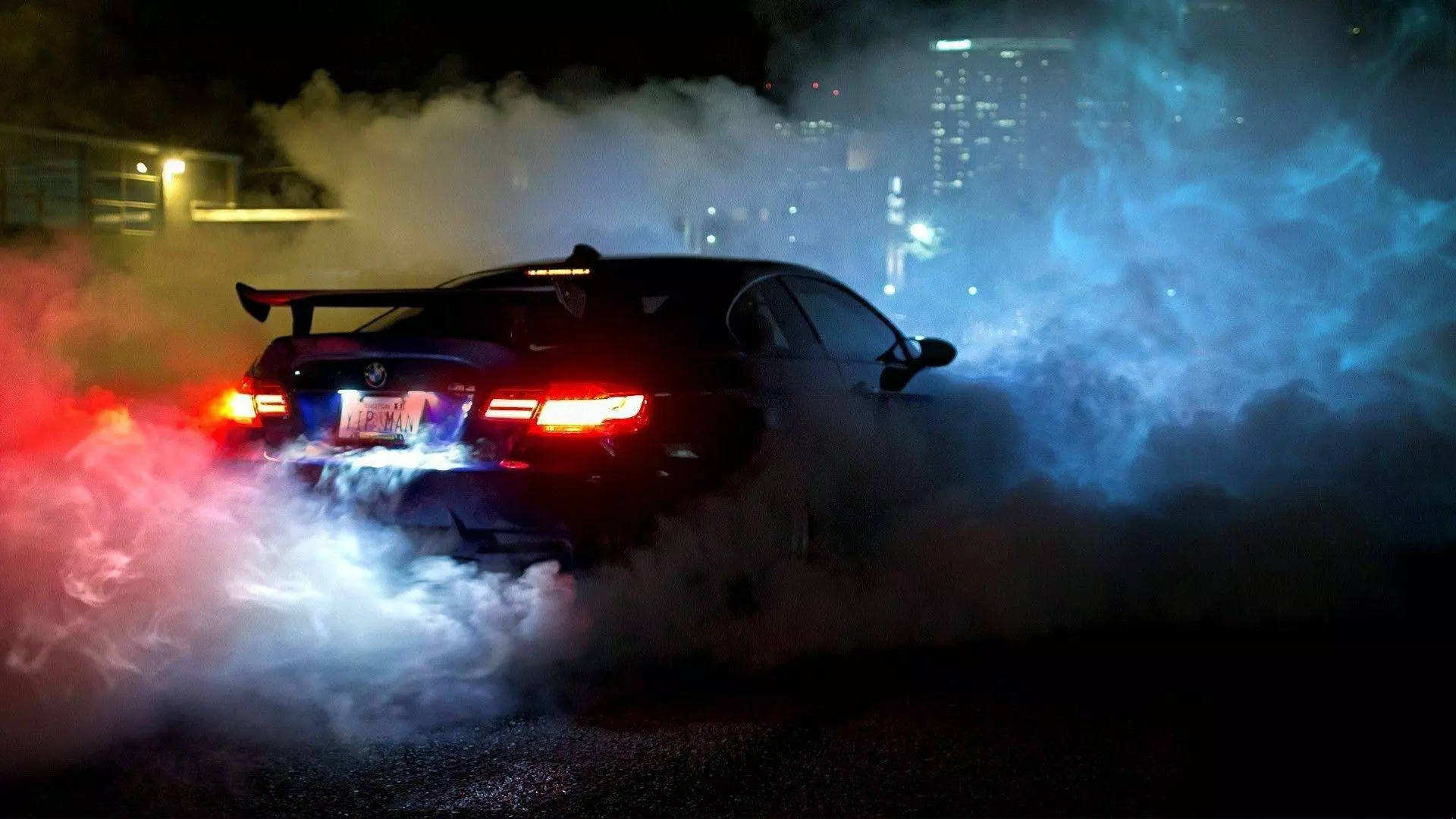 Live wallpaper Drift blue BMW, lots