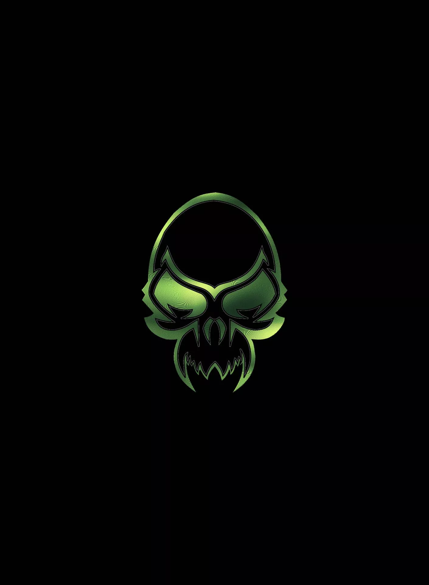 Minimalist Neon Green Demon Skull
