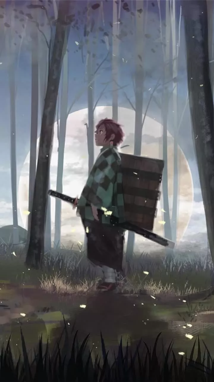 Cool tanjiro kamado in forest kimetsu